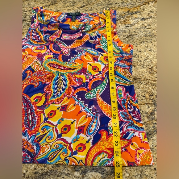 LAUREN Ralph Lauren Womens Sleeveless Cowl Neck Paisley Print Top Size Large - Picture 6 of 6